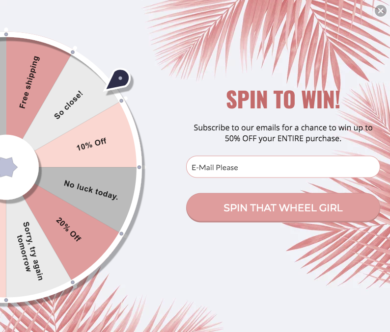 examples marketing game wheel spin and win