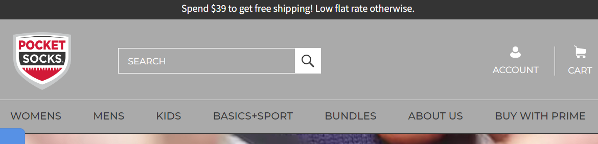 Pocket Socks Free Shipping Bar Example